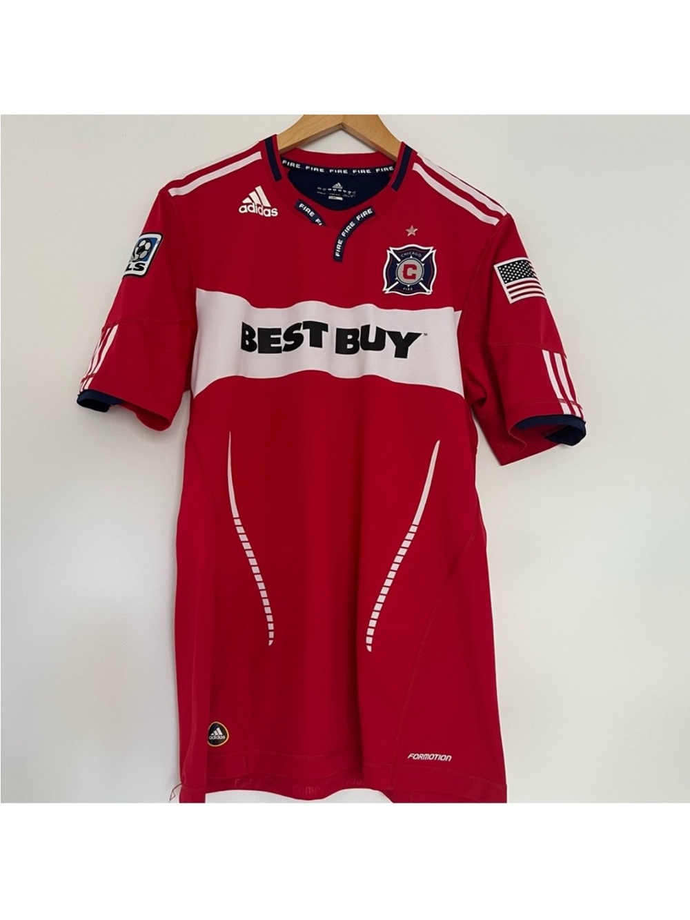 adidas Red Chicago Fire Crest Soccer Jersey